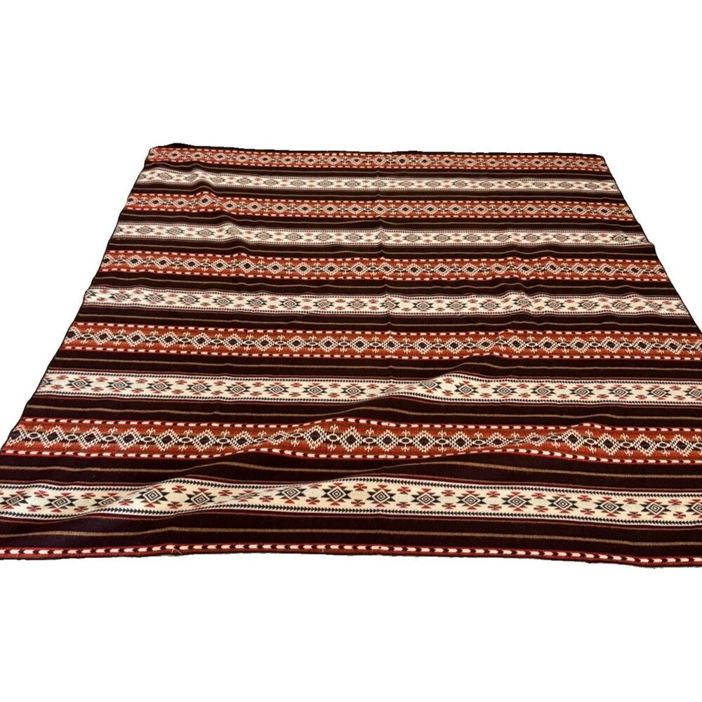 Little Amigos Traveler Blanket Alpaca Blend Brown South America Inca 86”X 80 - Picture 4 of 6